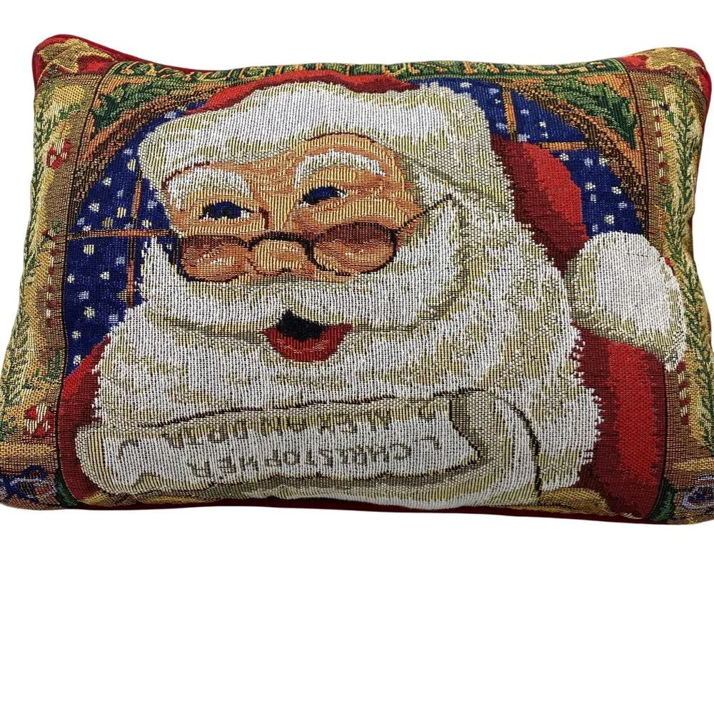 Santa‎ Claus Tapestry Christmas throw pillow rectangle naughty or nice list